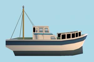 Fishing Boat boat, sailboat, watercraft, ship, vessel, sail, sea, maritime, fishing, lowpoly